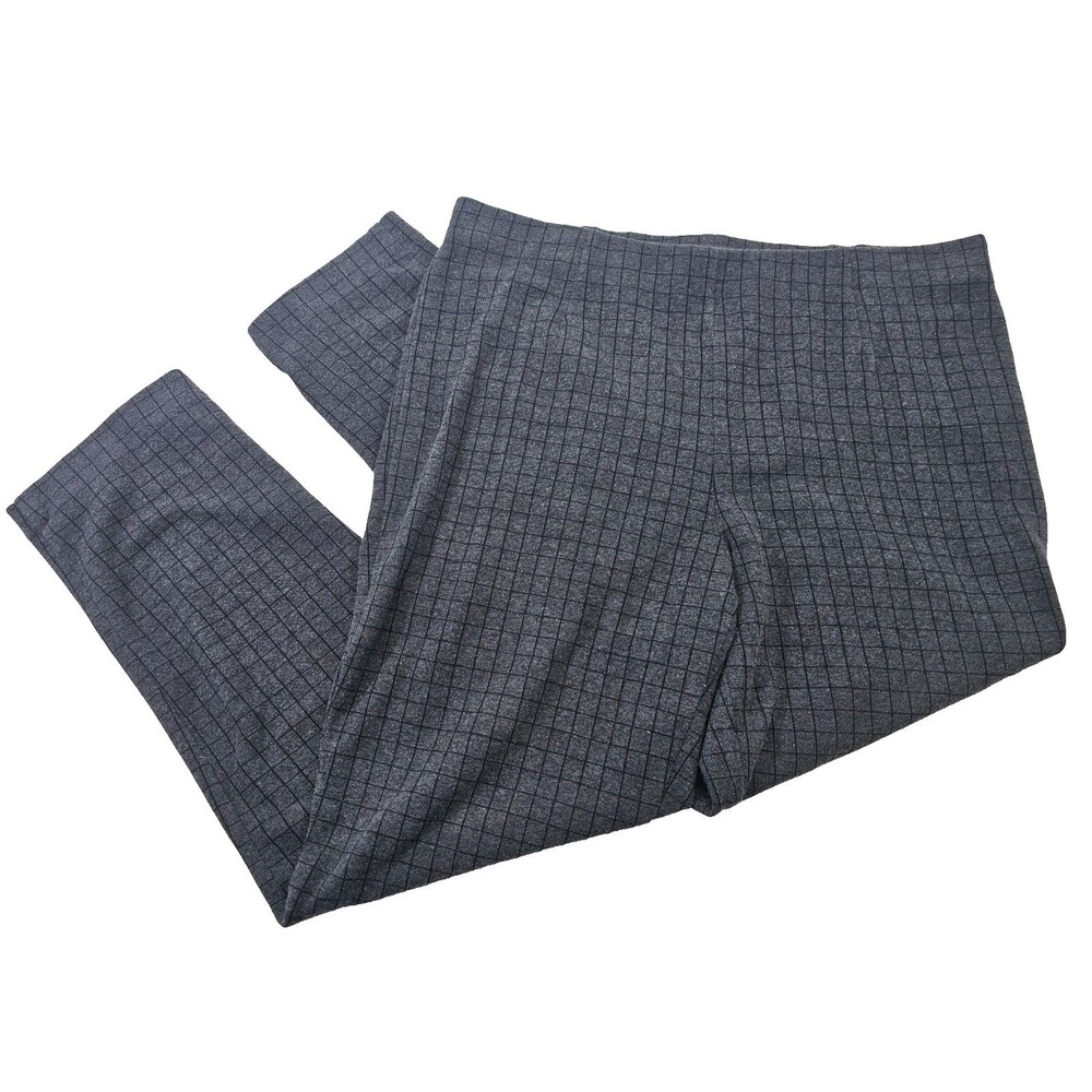 J. JILL‎ Petite L Ponte Slim Leg Pants Women's Gray Plaid Pull On Ankle Slacks